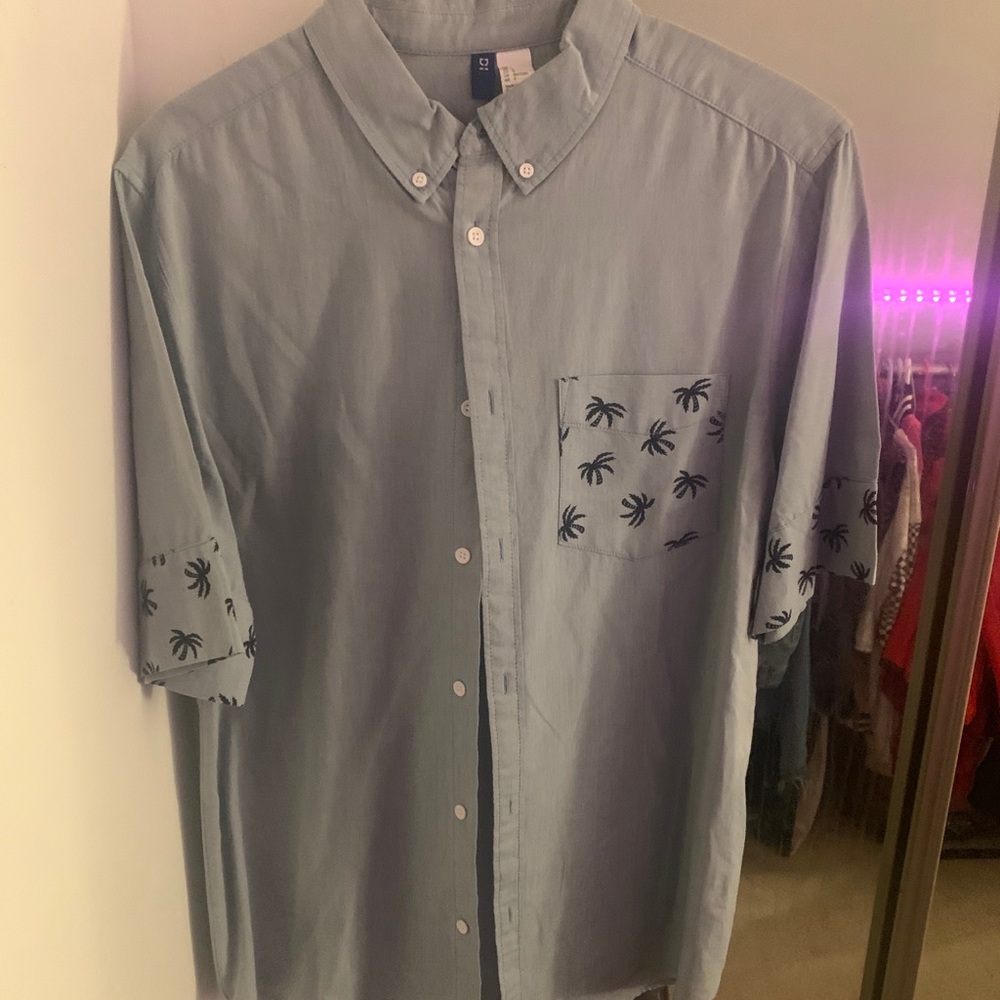 Palm Tress Button Down Top